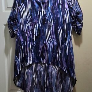 Ashley Stewart Blue and Purple Abstract Tunic